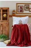 Набор постельное белье с пледом Paula kiremit 2019-1 кирпичный Karaca Home