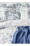 Набор постельное белье с пледом Vella mavi 2020-1 голубой Karaca Home