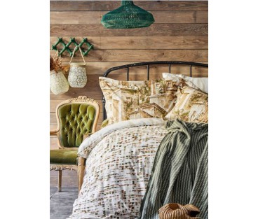 Набор постельное белье с пледом Vella yesil 2020-1 зелёный Karaca Home