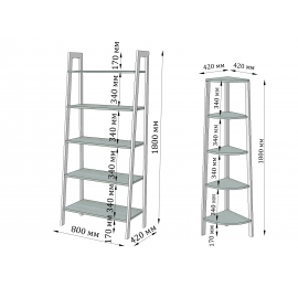 Комплект Призма 5 полок Металл-Дизайн | Loft