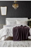 Набор постельное белье с пледом Quatre delux murdum 2020-1 фиолетовый Karaca Home