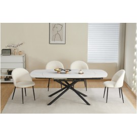 Обеденный раскладной стол Гатвик (черный/керамика белый) Мир Мебели