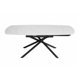 Обеденный раскладной стол Гатвик (черный/керамика белый) Мир Мебели