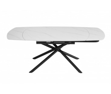 Обеденный раскладной стол Гатвик (черный/керамика белый) Мир Мебели