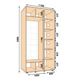 Шкаф-купе ШК-02 (1700 х 600 x 2400) Алекса