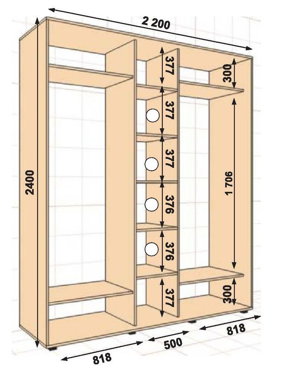 Шкаф купе ширина 2000 высота 2700 глубина 600